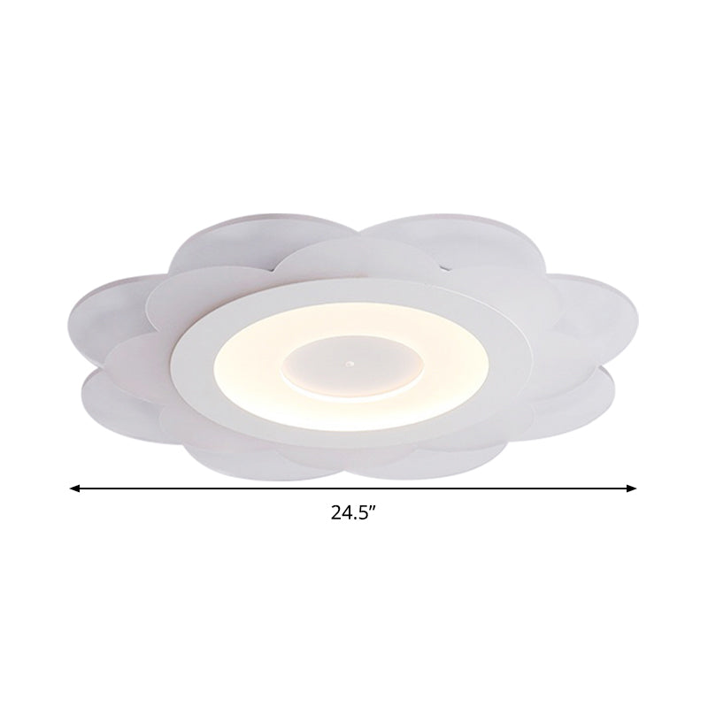 Modern White Floral LED Flush Ceiling Light - 16.5"/20.5"/24.5" W - Acrylic Shade - Warm/Cool Lighting - Stepless Dimming - Remote Control