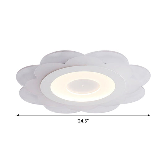 Modern White Floral LED Flush Ceiling Light - 16.5"/20.5"/24.5" W - Acrylic Shade - Warm/Cool Lighting - Stepless Dimming - Remote Control