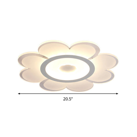 Contemporary LED Acrylic Flushmount Ceiling Lamp - White Flower Design, Stepless Remote Dimming - 16.5"/20.5"/24.5" Width