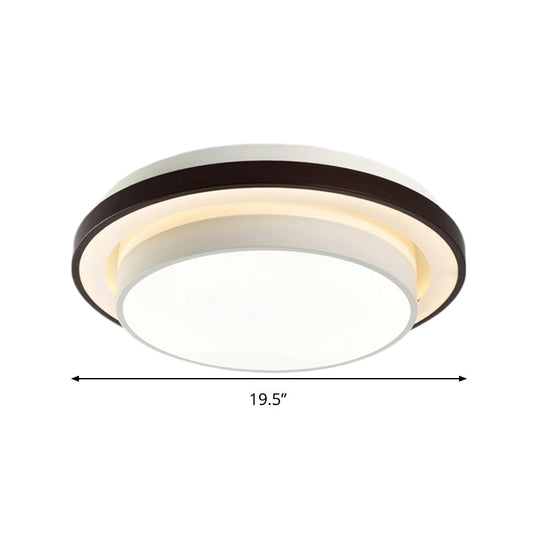 Contemporary LED Black & White Round Iron Flush Light Ceiling Lamp - 19.5"/31.5" Dia, Acrylic Diffuser, 3rd Gear