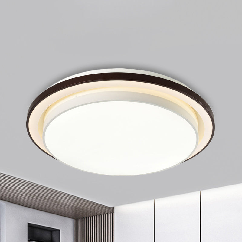 Contemporary LED Black & White Round Iron Flush Light Ceiling Lamp - 19.5"/31.5" Dia, Acrylic Diffuser, 3rd Gear