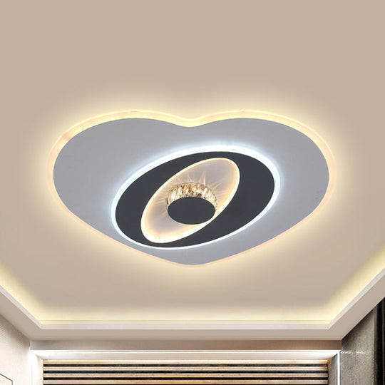 Modern LED Flush Ceiling Lamp - Acrylic Heart Shape, Grey and White, Adjustable Brightness