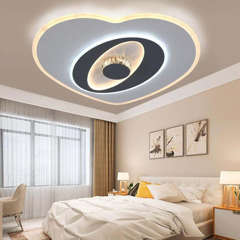 Modern LED Flush Ceiling Lamp - Acrylic Heart Shape, Grey and White, Adjustable Brightness