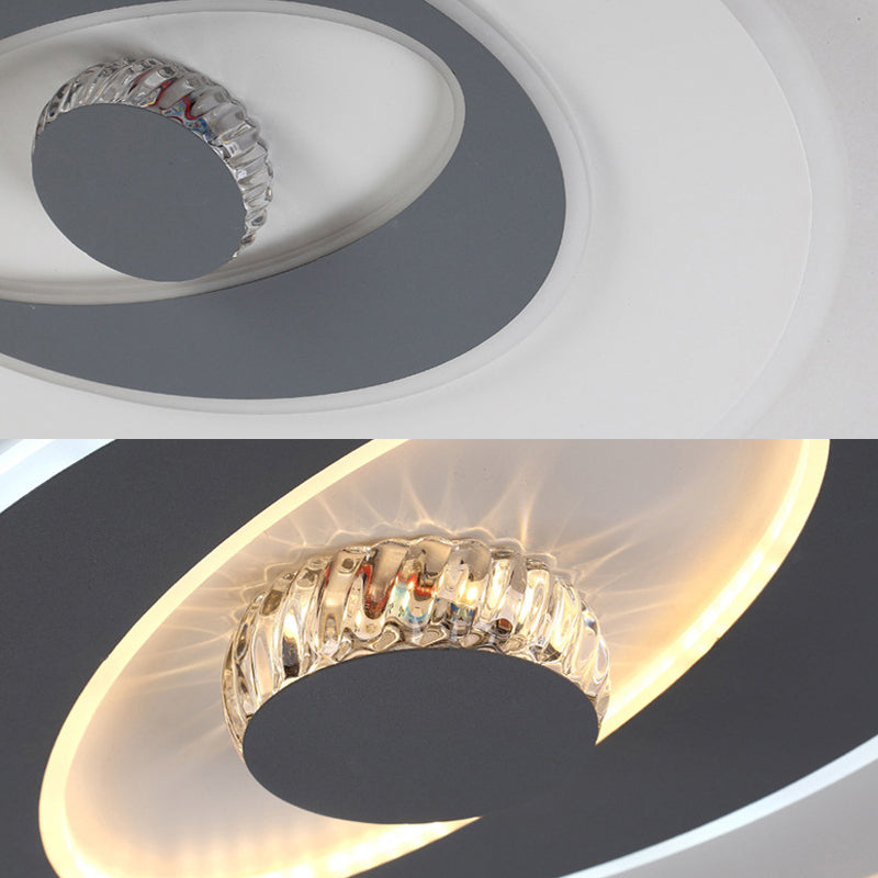 Modern LED Flush Ceiling Lamp - Acrylic Heart Shape, Grey and White, Adjustable Brightness