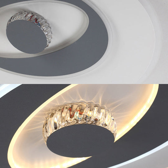 Modern LED Flush Ceiling Lamp - Acrylic Heart Shape, Grey and White, Adjustable Brightness