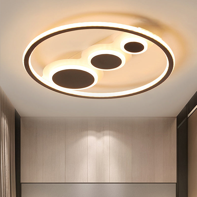 Contemporary Acrylic LED Flush Light - Coffee Round Ceiling Mounted - 18.5"/23" Wide - Warm & White Light - Remote Control Dimmable