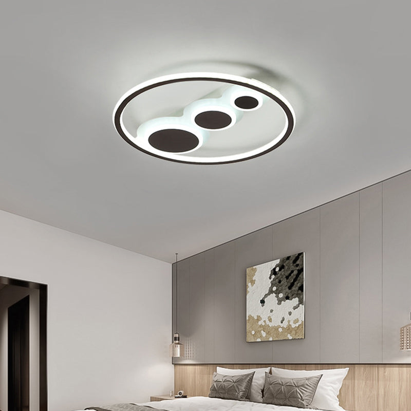 Contemporary Acrylic LED Flush Light - Coffee Round Ceiling Mounted - 18.5"/23" Wide - Warm & White Light - Remote Control Dimmable