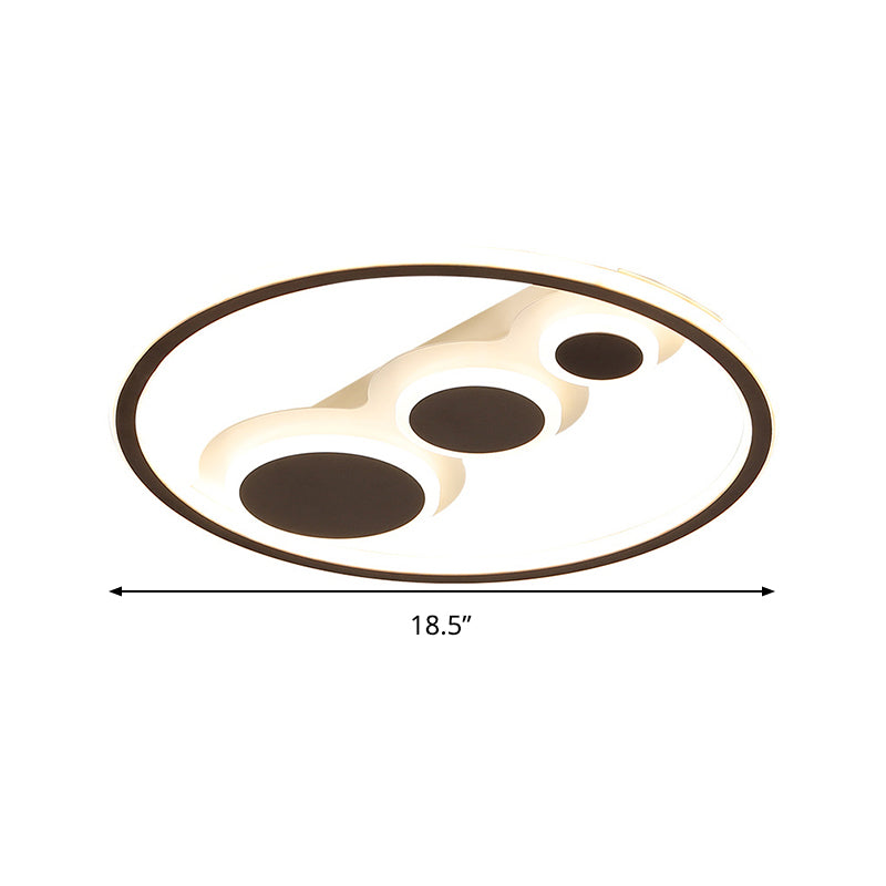 Contemporary Acrylic LED Flush Light - Coffee Round Ceiling Mounted - 18.5"/23" Wide - Warm & White Light - Remote Control Dimmable