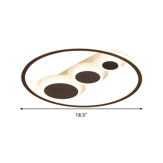 Contemporary Acrylic LED Flush Light - Coffee Round Ceiling Mounted - 18.5"/23" Wide - Warm & White Light - Remote Control Dimmable