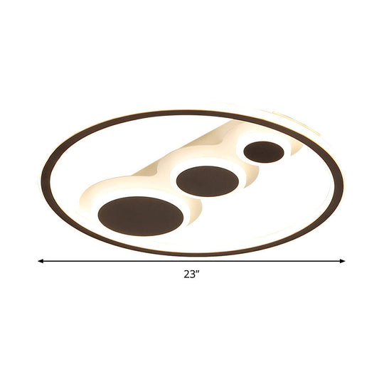 Contemporary Acrylic LED Flush Light - Coffee Round Ceiling Mounted - 18.5"/23" Wide - Warm & White Light - Remote Control Dimmable