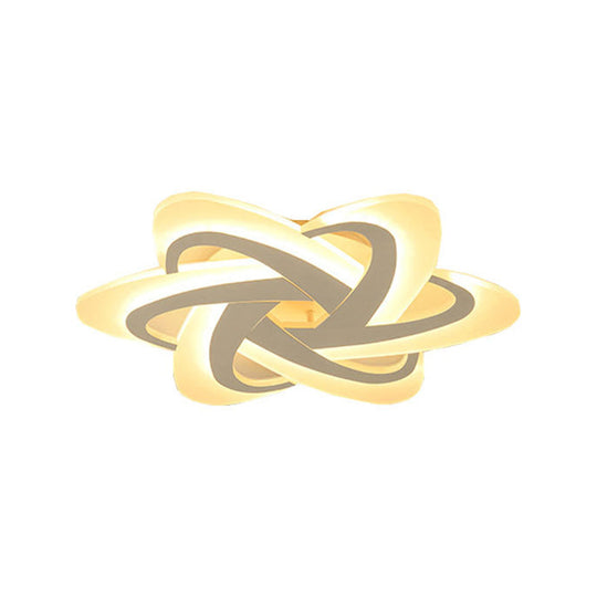 18"/23" Wide Acrylic Criss Cross LED Ceiling Light Fixture - Flush Mount, Modern White Design - Warm/White Light & Remote Dimming Control