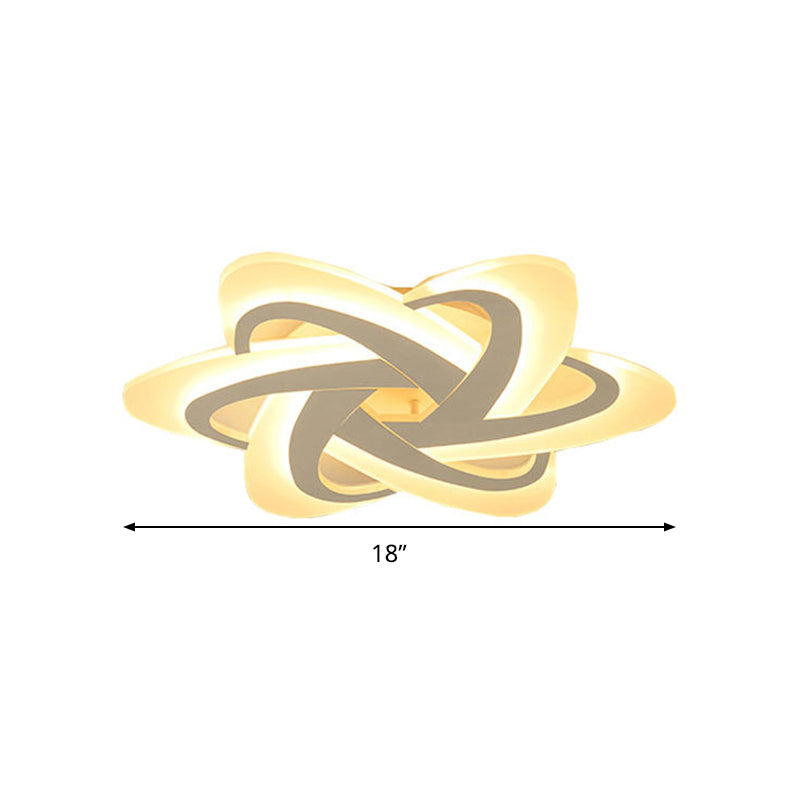 18"/23" Wide Acrylic Criss Cross LED Ceiling Light Fixture - Flush Mount, Modern White Design - Warm/White Light & Remote Dimming Control