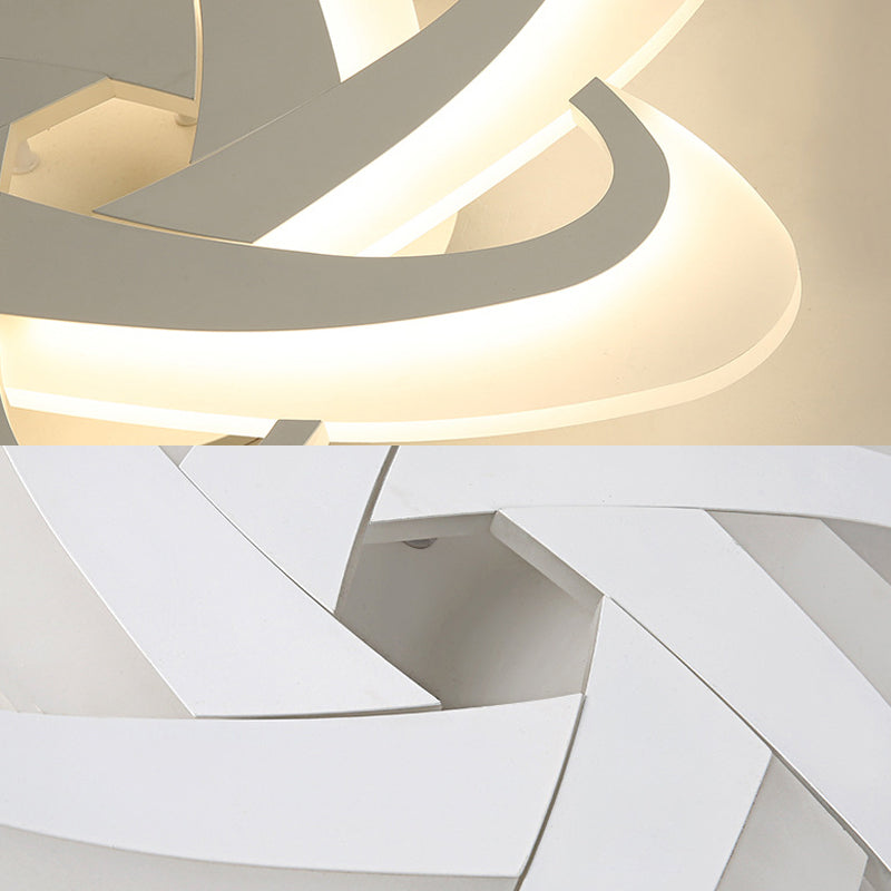 18"/23" Wide Acrylic Criss Cross LED Ceiling Light Fixture - Flush Mount, Modern White Design - Warm/White Light & Remote Dimming Control