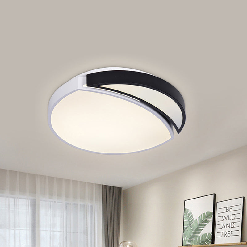 Modern LED Round Ceiling Flush Light - Acrylic Black and White Flushmount Lighting - Warm, White, and 3 Color Light Options