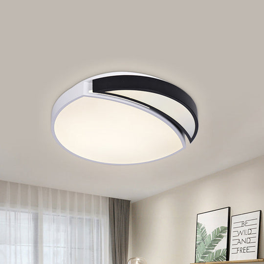 Modern LED Round Ceiling Flush Light - Acrylic Black and White Flushmount Lighting - Warm, White, and 3 Color Light Options