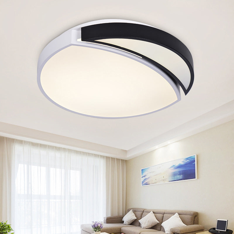 Modern LED Round Ceiling Flush Light - Acrylic Black and White Flushmount Lighting - Warm, White, and 3 Color Light Options