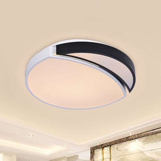 Modern LED Round Ceiling Flush Light - Acrylic Black and White Flushmount Lighting - Warm, White, and 3 Color Light Options