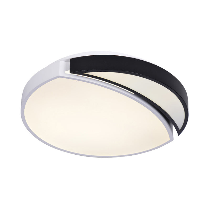 Modern LED Round Ceiling Flush Light - Acrylic Black and White Flushmount Lighting - Warm, White, and 3 Color Light Options