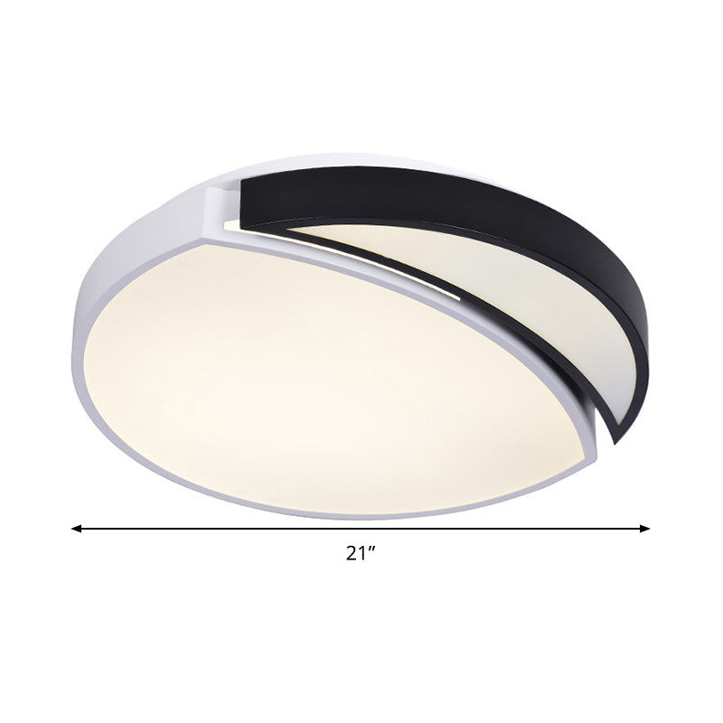 Modern LED Round Ceiling Flush Light - Acrylic Black and White Flushmount Lighting - Warm, White, and 3 Color Light Options