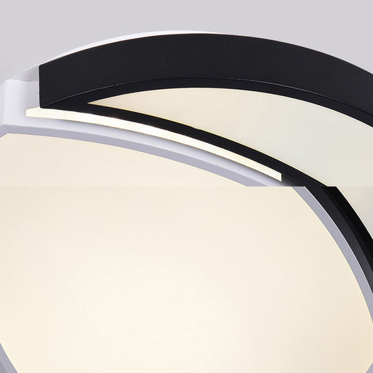 Modern LED Round Ceiling Flush Light - Acrylic Black and White Flushmount Lighting - Warm, White, and 3 Color Light Options
