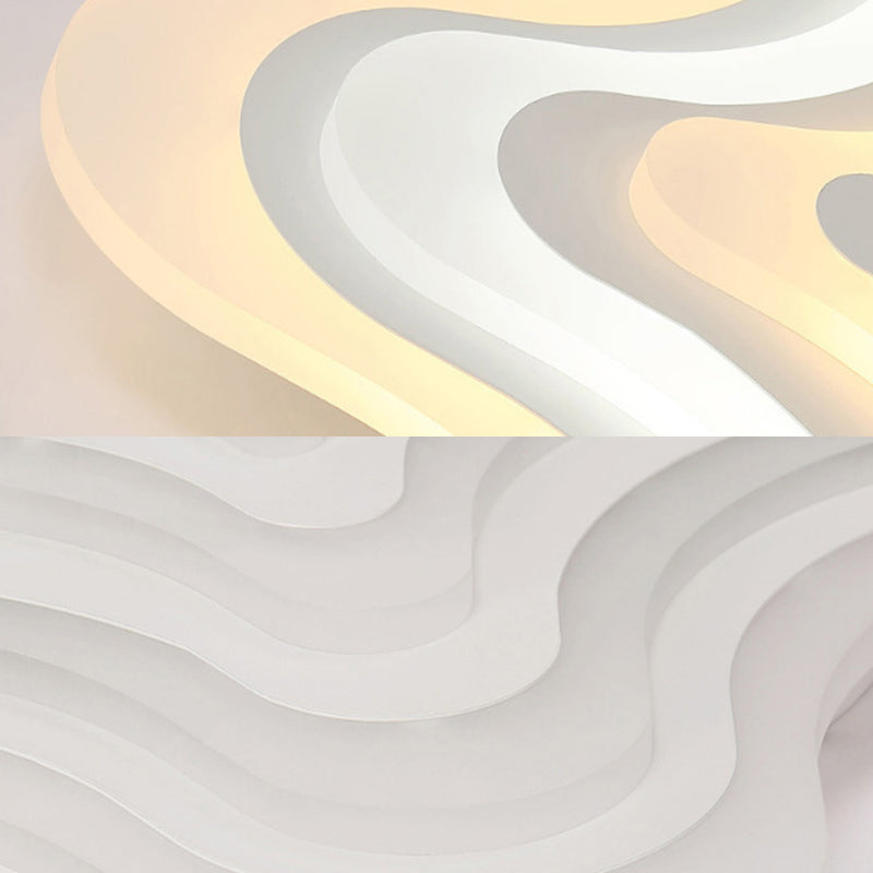 Contemporary Acrylic White LED Flush Mount Ceiling Lamp - Wavy Star Shape, Remote Controlled Stepless Dimming, Warm/White Light