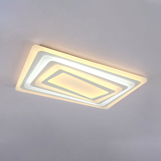 Ultrathin LED Ceiling Light: Modern Style, Acrylic Shade, White Spiral Rectangle Flushmount in Warm/White Light