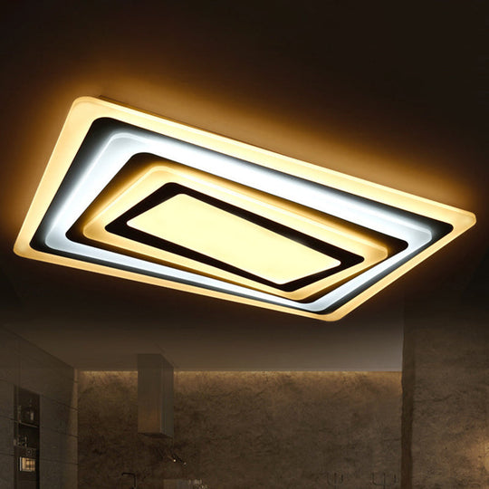 Ultrathin LED Ceiling Light: Modern Style, Acrylic Shade, White Spiral Rectangle Flushmount in Warm/White Light