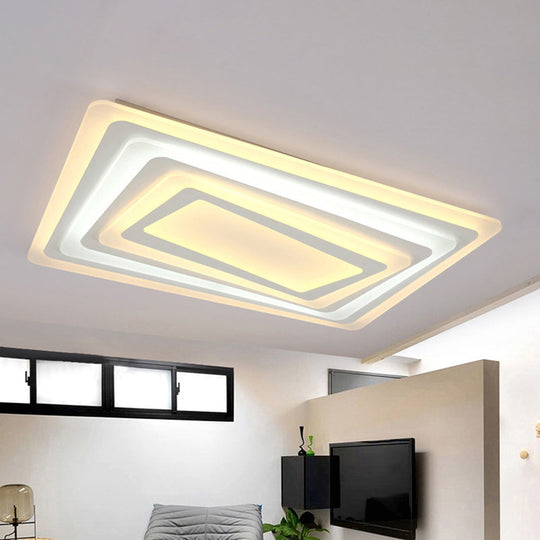 Ultrathin LED Ceiling Light: Modern Style, Acrylic Shade, White Spiral Rectangle Flushmount in Warm/White Light