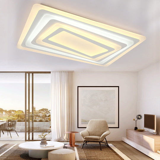 Ultrathin LED Ceiling Light: Modern Style, Acrylic Shade, White Spiral Rectangle Flushmount in Warm/White Light