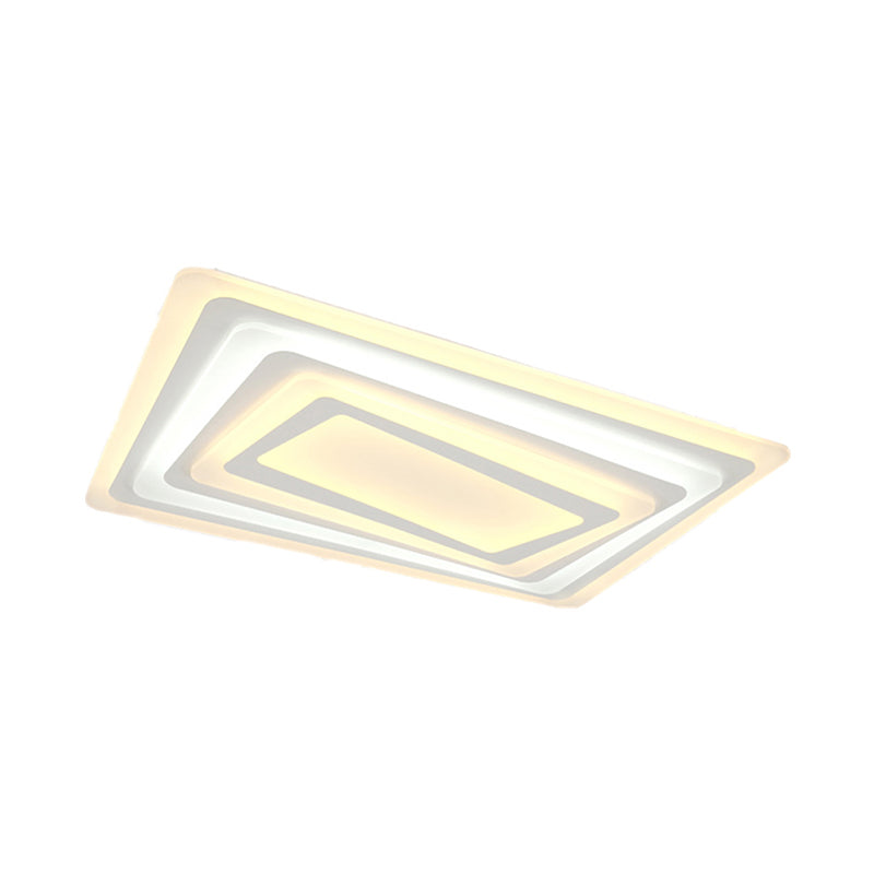 Ultrathin LED Ceiling Light: Modern Style, Acrylic Shade, White Spiral Rectangle Flushmount in Warm/White Light