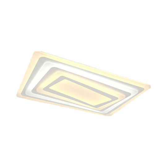 Ultrathin LED Ceiling Light: Modern Style, Acrylic Shade, White Spiral Rectangle Flushmount in Warm/White Light