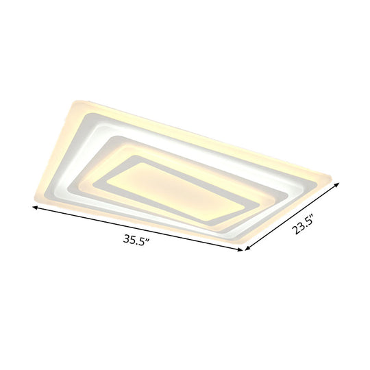 Ultrathin LED Ceiling Light: Modern Style, Acrylic Shade, White Spiral Rectangle Flushmount in Warm/White Light
