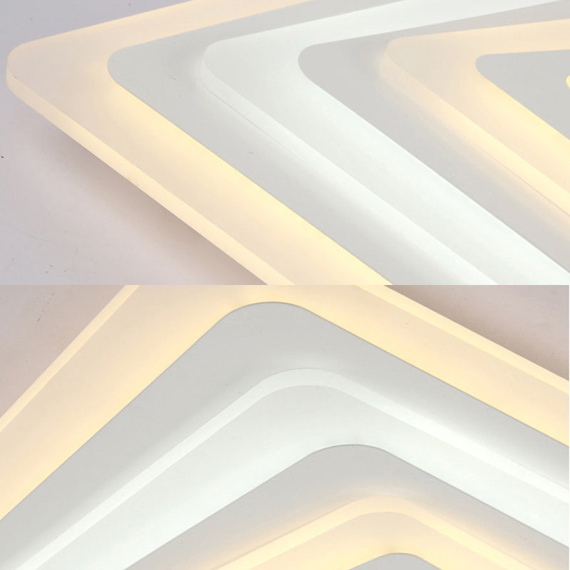 Ultrathin LED Ceiling Light: Modern Style, Acrylic Shade, White Spiral Rectangle Flushmount in Warm/White Light