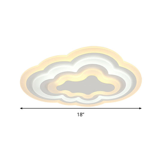 15"/18"/23.5" W Acrylic Cloud Flush Mount LED Light Fixture in Warm/White Light - Minimalist Indoor Lighting