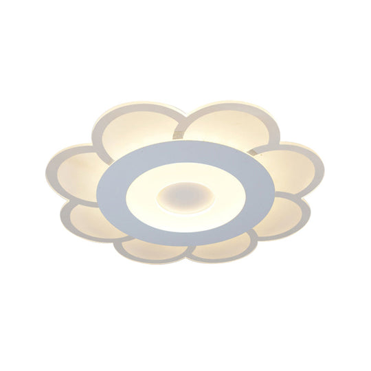 8"/16.5"/20.5" W White 8-Petal Flush Mount Ceiling Light - Nordic Frosted Acrylic LED Flush Lamp