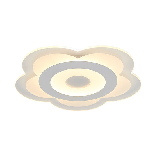 Simple 5-Petal LED Flush Lamp - Super Thin Opaque Acrylic Ceiling Lamp - 16"/19.5" W - Warm/White Light
