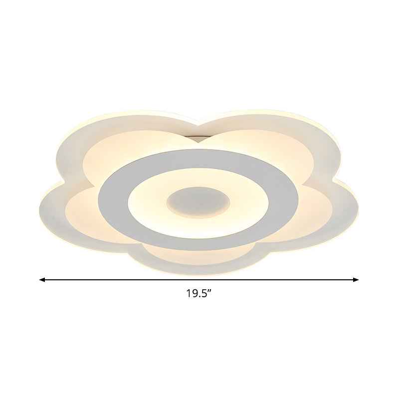 Simple 5-Petal LED Flush Lamp - Super Thin Opaque Acrylic Ceiling Lamp - 16"/19.5" W - Warm/White Light