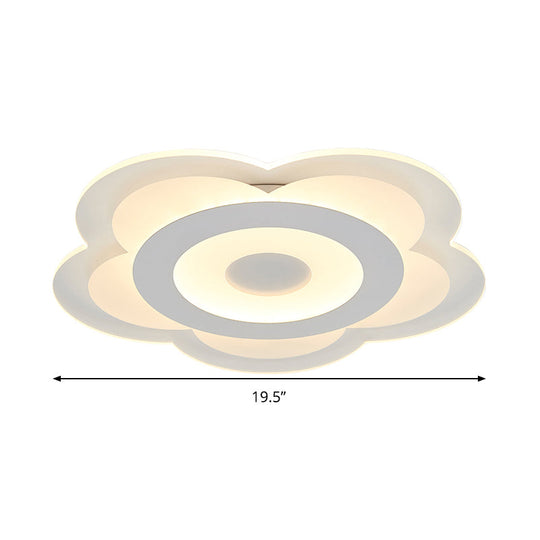 Simple 5-Petal LED Flush Lamp - Super Thin Opaque Acrylic Ceiling Lamp - 16"/19.5" W - Warm/White Light