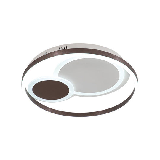 16/19.5 Dia Metal Orbit Ceiling Flush Light With Stepless Dimming - Modern Coffee Led Flushmount