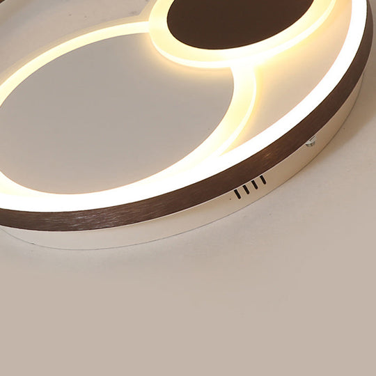 16"/19.5" Dia Metal Orbit Ceiling Flush Light with Stepless Dimming - Modern Coffee LED Flushmount, Warm/White Light, Remote Control