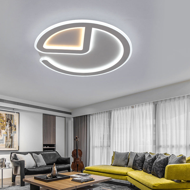 Minimal Flush Mount LED Ceiling Light Fixture - 16"/19.5" Dia Thin Acrylic, Grey, Warm/White Light