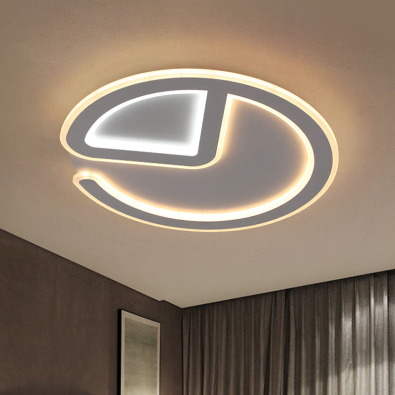 Minimal Flush Mount LED Ceiling Light Fixture - 16"/19.5" Dia Thin Acrylic, Grey, Warm/White Light