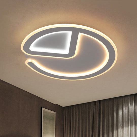 Minimal Flush Mount LED Ceiling Light Fixture - 16"/19.5" Dia Thin Acrylic, Grey, Warm/White Light