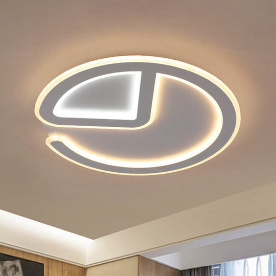 Minimal Flush Mount LED Ceiling Light Fixture - 16"/19.5" Dia Thin Acrylic, Grey, Warm/White Light