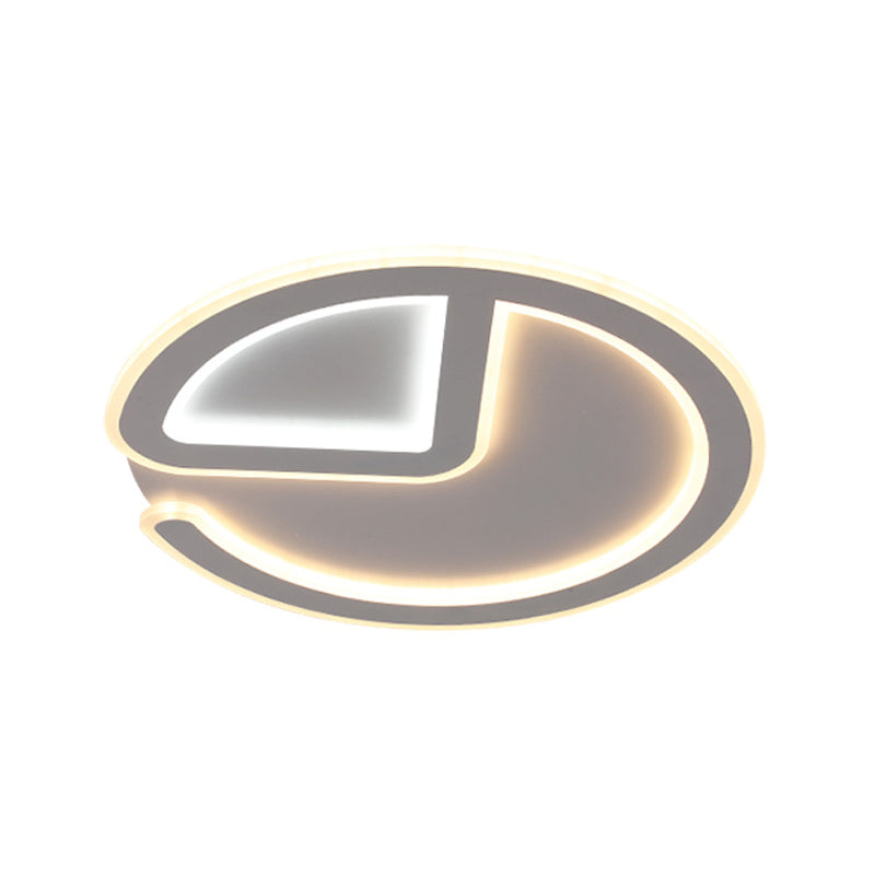 Minimal Flush Mount LED Ceiling Light Fixture - 16"/19.5" Dia Thin Acrylic, Grey, Warm/White Light