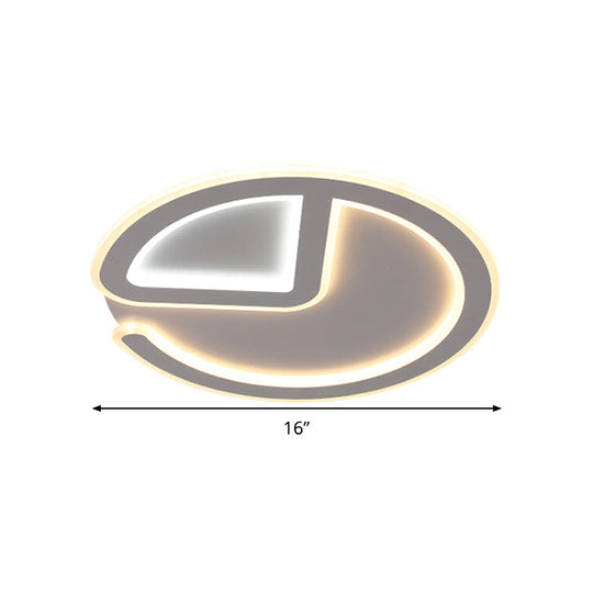 Minimal Flush Mount LED Ceiling Light Fixture - 16"/19.5" Dia Thin Acrylic, Grey, Warm/White Light