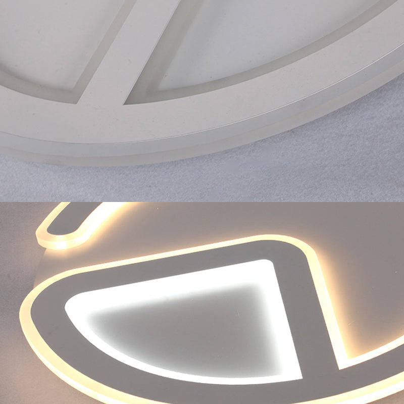 Minimal Flush Mount LED Ceiling Light Fixture - 16"/19.5" Dia Thin Acrylic, Grey, Warm/White Light