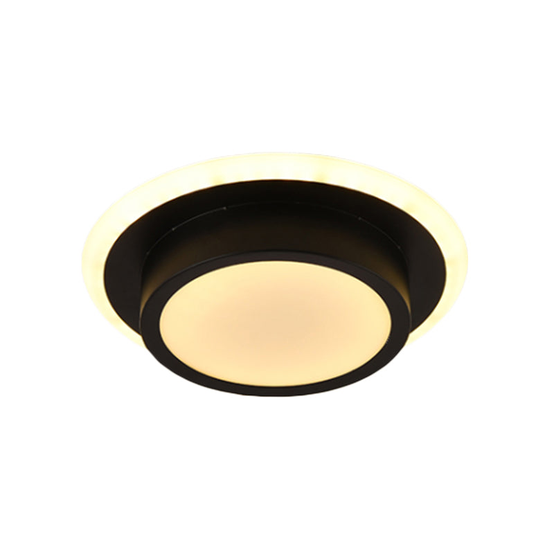 Contemporary Mini Round/Square Flush Mount Ceiling Light in Black/White with Metal Finish - LED Flushmount with Warm/White Light