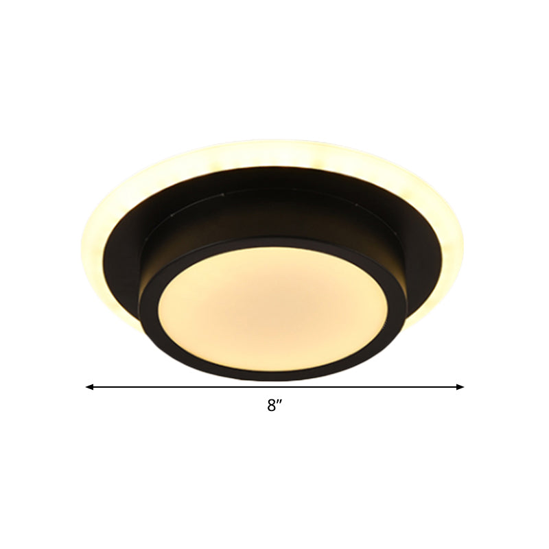 Contemporary Mini Round/Square Flush Mount Ceiling Light in Black/White with Metal Finish - LED Flushmount with Warm/White Light