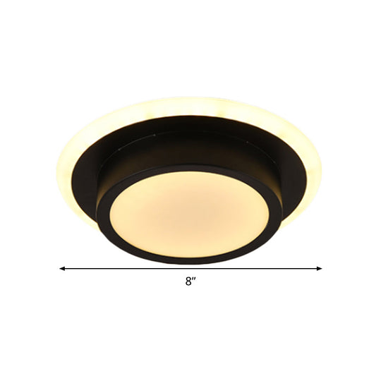 Contemporary Mini Round/Square Flush Mount Ceiling Light in Black/White with Metal Finish - LED Flushmount with Warm/White Light